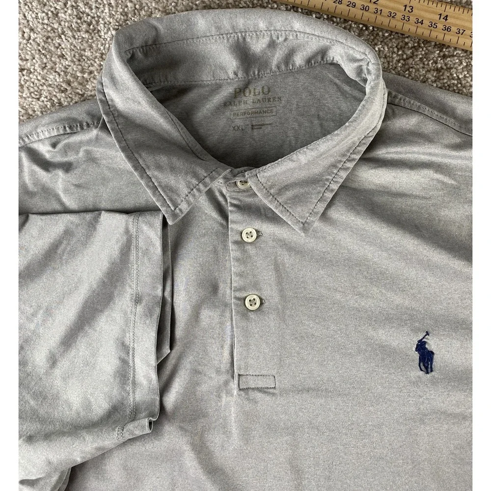 Polo Ralph Lauren Gray Performance Polo Soft Touch Mens XXL Black Pony Preppy